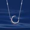 Sterling Silver Crescent Moon Pendant Necklace for Women with Adjustable Chain