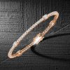 Rose Gold Plated Sterling Silver Round & Baguette Cut CZ Tennis Bracelet for Women