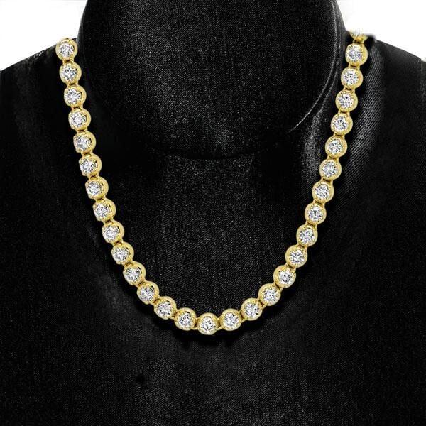 Classic Round Tennis Necklace 18K Gold Plated Sterling Silver