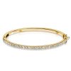 18K Gold Plated Sterling Silver 3mm Round Cut Bangle Bracelet for Women - 7 Inch