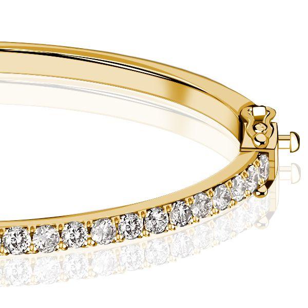 18K Gold Plated Sterling Silver 3mm Round Cut Bangle Bracelet for Women - 7 Inch