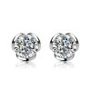 Floral White Sapphire Stud Earrings for Women in 925 Sterling Silver