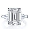 Emerald Cut Three Stone Bridal Set in Sterling Silver with Rhodium Finish