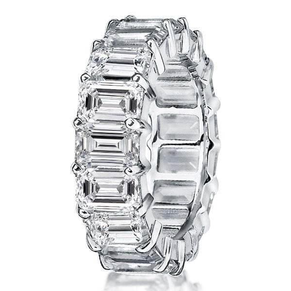 Emerald Cut Three Stone Bridal Set in Sterling Silver with Rhodium Finish