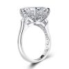 Emerald Cut Three Stone Bridal Set in Sterling Silver with Rhodium Finish