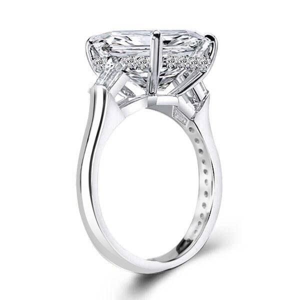 Emerald Cut Three Stone Bridal Set in Sterling Silver with Rhodium Finish