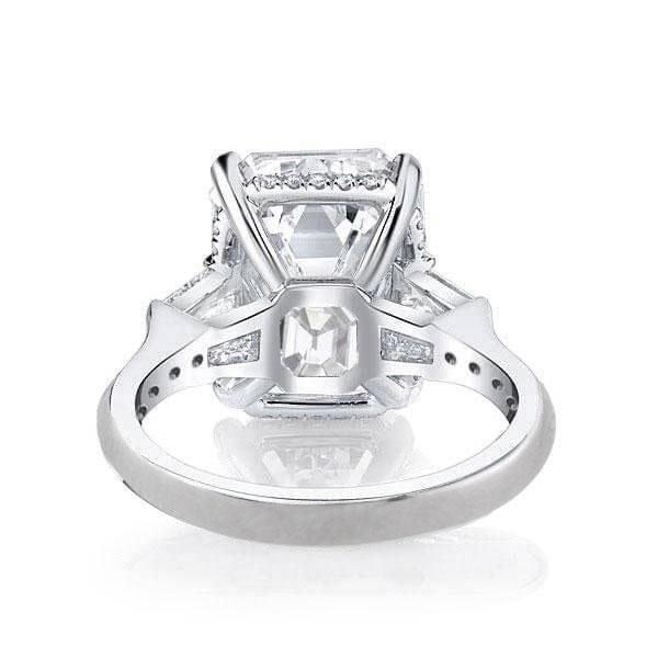 Emerald Cut Three Stone Bridal Set in Sterling Silver with Rhodium Finish