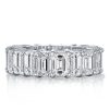 Emerald Cut Three Stone Bridal Set in Sterling Silver with Rhodium Finish