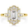 Emerald Cut Milgrain Vintage Engagement Ring | 1.75 CT Center Stone | 18K Gold Plated Silver