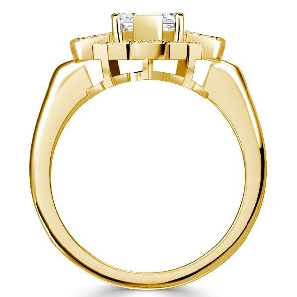 Emerald Cut Milgrain Vintage Engagement Ring | 1.75 CT Center Stone | 18K Gold Plated Silver