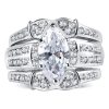 Marquise Created White Sapphire Sterling Silver 3-Piece Wedding Set