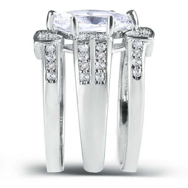 Marquise Created White Sapphire Sterling Silver 3-Piece Wedding Set