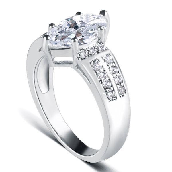 Marquise Created White Sapphire Sterling Silver 3-Piece Wedding Set