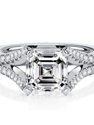 Split Shank Asscher Cut Sterling Silver Engagement Ring - 1.25 CT TW