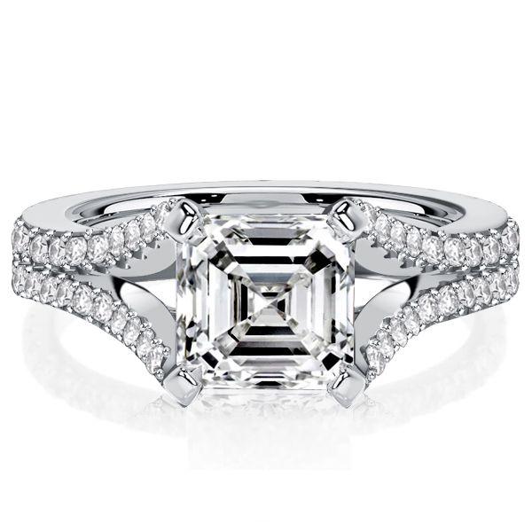 Split Shank Asscher Cut Sterling Silver Engagement Ring - 1.25 CT TW