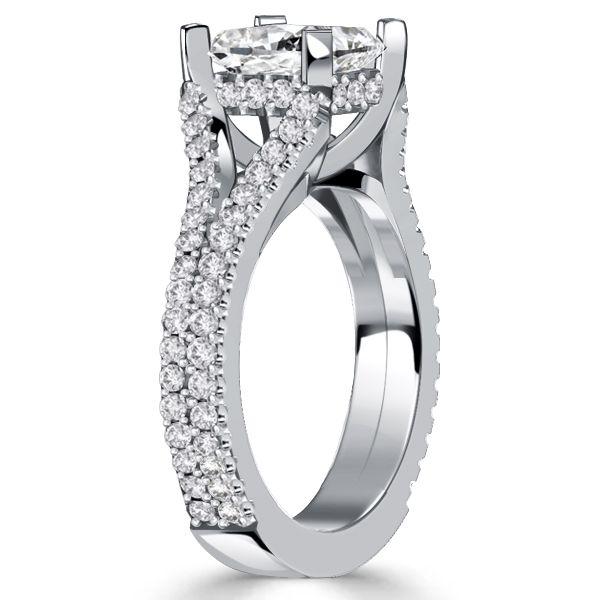 Split Shank Asscher Cut Sterling Silver Engagement Ring - 1.25 CT TW