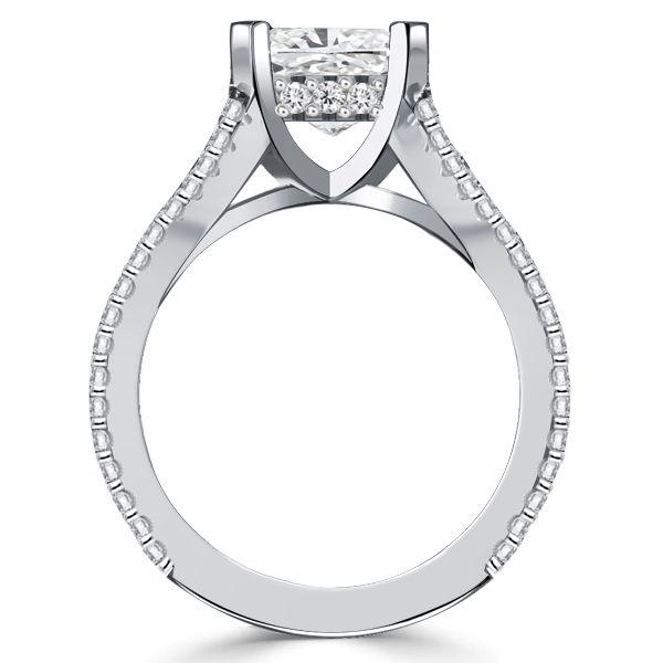 Split Shank Asscher Cut Sterling Silver Engagement Ring - 1.25 CT TW