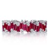 Rose Gold Plated Sterling Silver Baguette Ruby Eternity Band - Wedding Ring