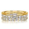 Golden Baguette & Round Cut Stackable Ring Set - 18K Gold Plated
