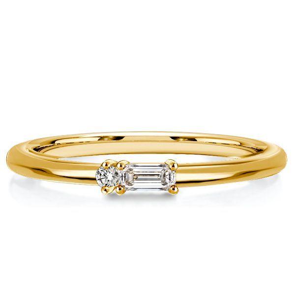 Golden Baguette & Round Cut Stackable Ring Set - 18K Gold Plated