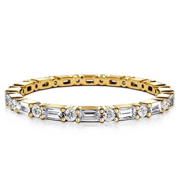 Golden Baguette & Round Cut Stackable Ring Set - 18K Gold Plated