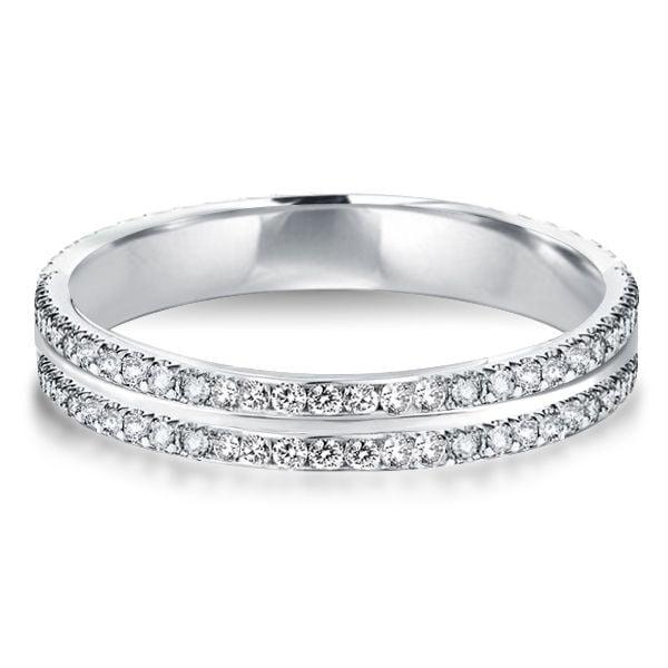 1.25 CT. TW. Double Row Eternity Wedding Band in Rhodium Plated 925 Sterling Silver