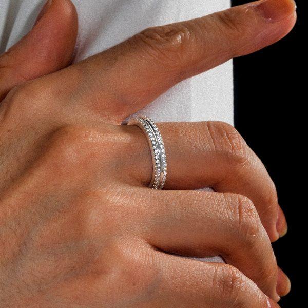 1.25 CT. TW. Double Row Eternity Wedding Band in Rhodium Plated 925 Sterling Silver