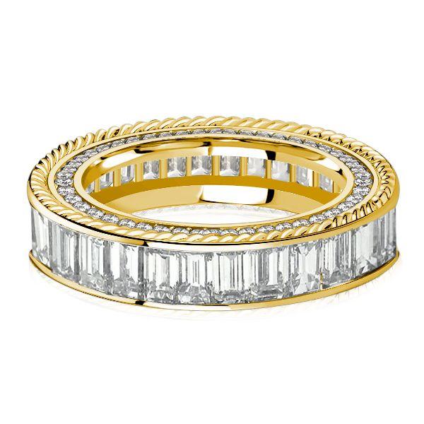 Rope Edge Baguette Eternity Band - Sterling Silver Anniversary Wedding Ring