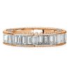 Rope Edge Baguette Eternity Band - Sterling Silver Anniversary Wedding Ring