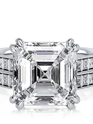 Asscher Cut White Sapphire Sterling Silver Wedding Ring Set