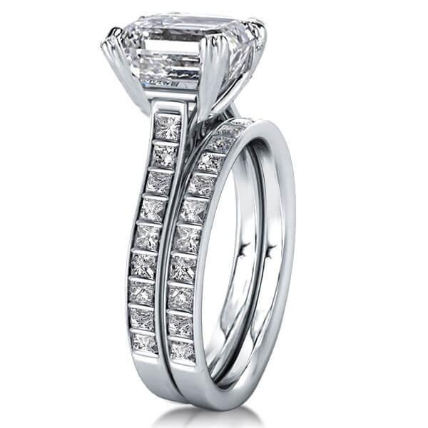 Asscher Cut White Sapphire Sterling Silver Wedding Ring Set