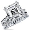 Asscher Cut White Sapphire Sterling Silver Wedding Ring Set
