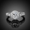 Double Halo Sterling Silver Wedding Ring Set - 1.25 CT Center Stone