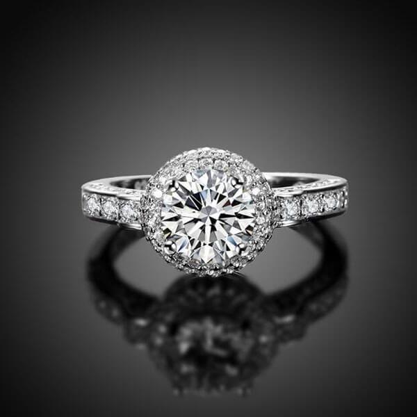Double Halo Sterling Silver Wedding Ring Set - 1.25 CT Center Stone