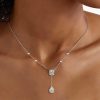 Pear & Emerald Cut Twin Tie Halo Necklace | Sterling Silver | 4.83 CT. TW