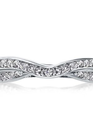 Twisted White Sapphire Wedding Band for Women - Sterling Silver