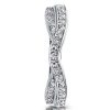 Twisted White Sapphire Wedding Band for Women - Sterling Silver