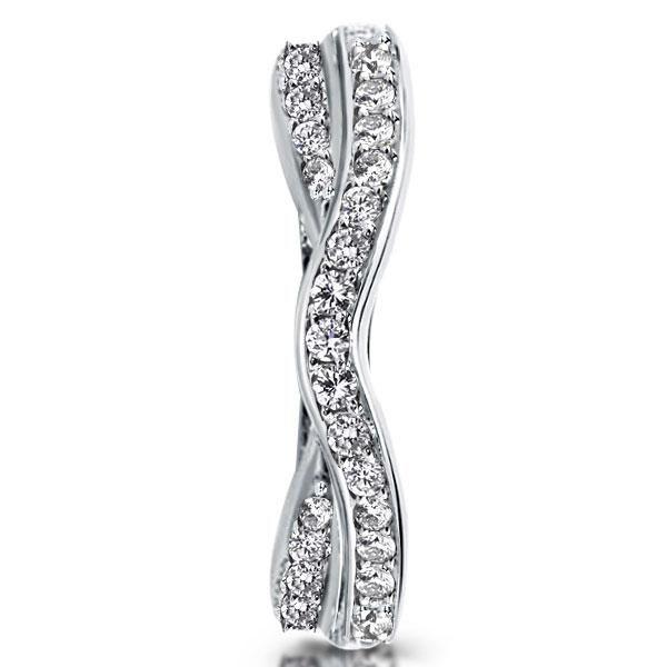 Twisted White Sapphire Wedding Band for Women - Sterling Silver