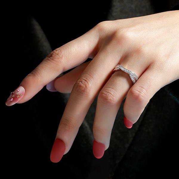 Twisted White Sapphire Wedding Band for Women - Sterling Silver