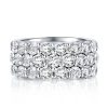 Sapphire & Created White Sapphire Triple Row Wedding Band in Sterling Silver