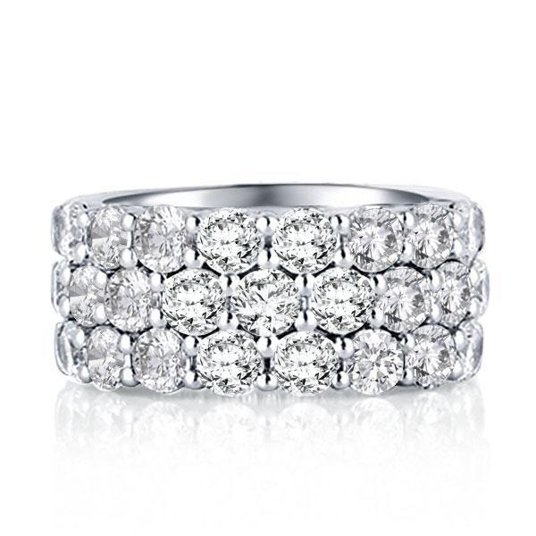 Sapphire & Created White Sapphire Triple Row Wedding Band in Sterling Silver