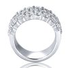 Sapphire & Created White Sapphire Triple Row Wedding Band in Sterling Silver