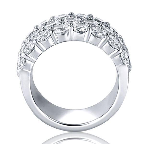 Sapphire & Created White Sapphire Triple Row Wedding Band in Sterling Silver