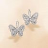 Sterling Silver Butterfly Drop Earrings with White Sapphires