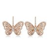 Sterling Silver Butterfly Drop Earrings with White Sapphires