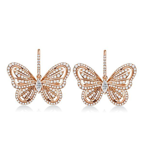 Sterling Silver Butterfly Drop Earrings with White Sapphires