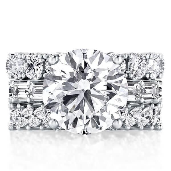 White Sapphire Eternity 3-Piece Wedding Ring Set - 925 Sterling Silver
