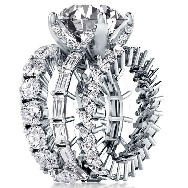 White Sapphire Eternity 3-Piece Wedding Ring Set - 925 Sterling Silver