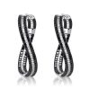 Pave Set Black Sapphire Twist Hoop Earrings in 925 Sterling Silver