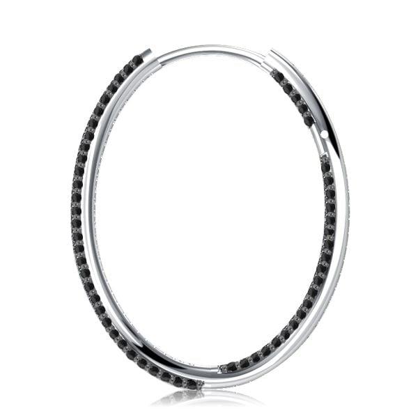 Pave Set Black Sapphire Twist Hoop Earrings in 925 Sterling Silver